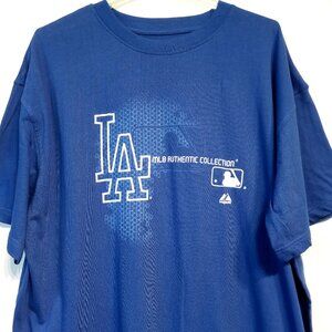LA Dodgers Shirt  3X  Majestic MLB Authentic Collection  Royal Blue  Cotton  NEW